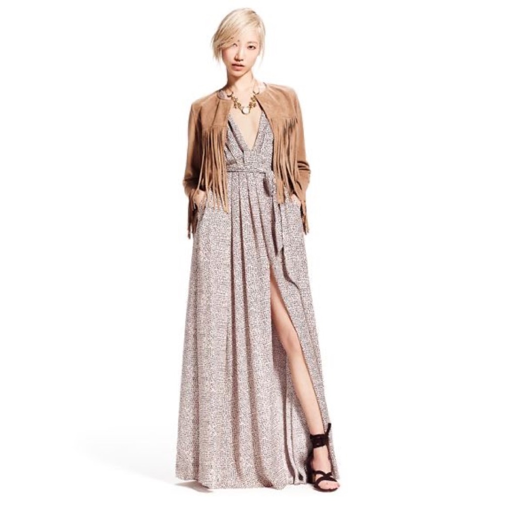 L’agence Sleeveless Pleated Dot-Print Maxi Dress Gown Size 6